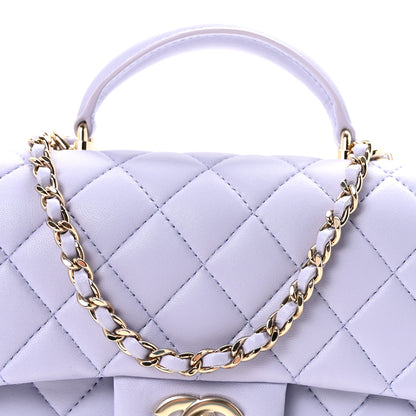 Chanel Lambskin Quilted Mini Top Handle Rectangular Flap Light Purple 8 of 11