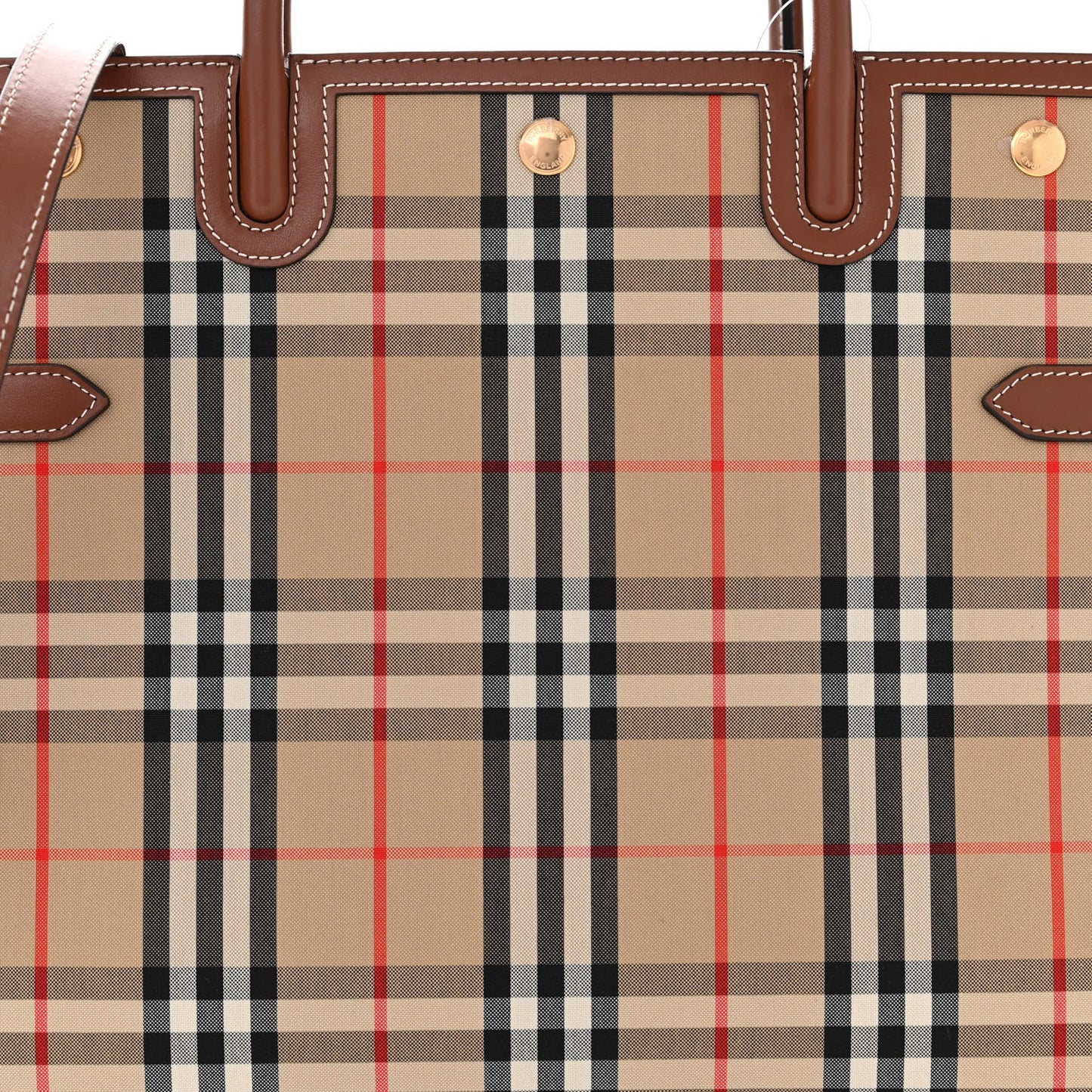 Calfskin Vintage Check Two Handle Title Bag Archive Beige