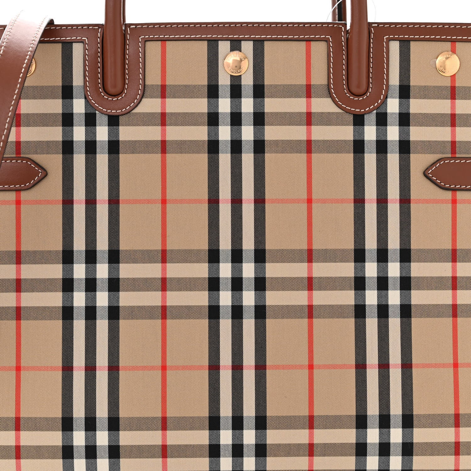 Burberry Calfskin Vintage Check Two Handle Title Bag Archive Beige 7 of 9
