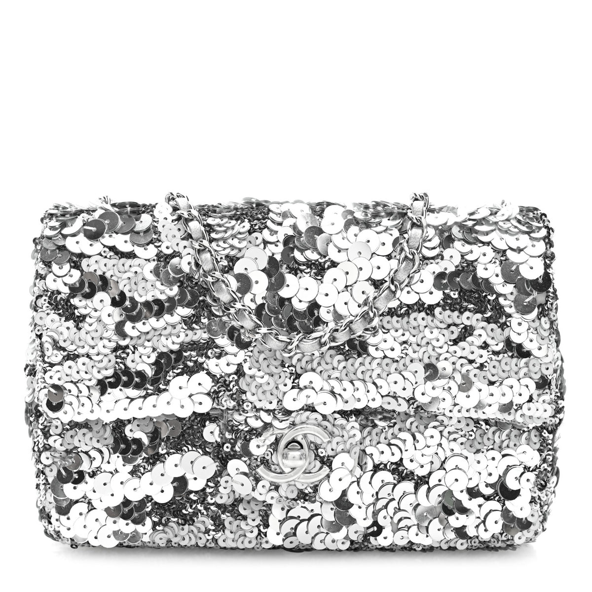 Chanel Sequin Mini Rectangular Flap Silver 1 of 10