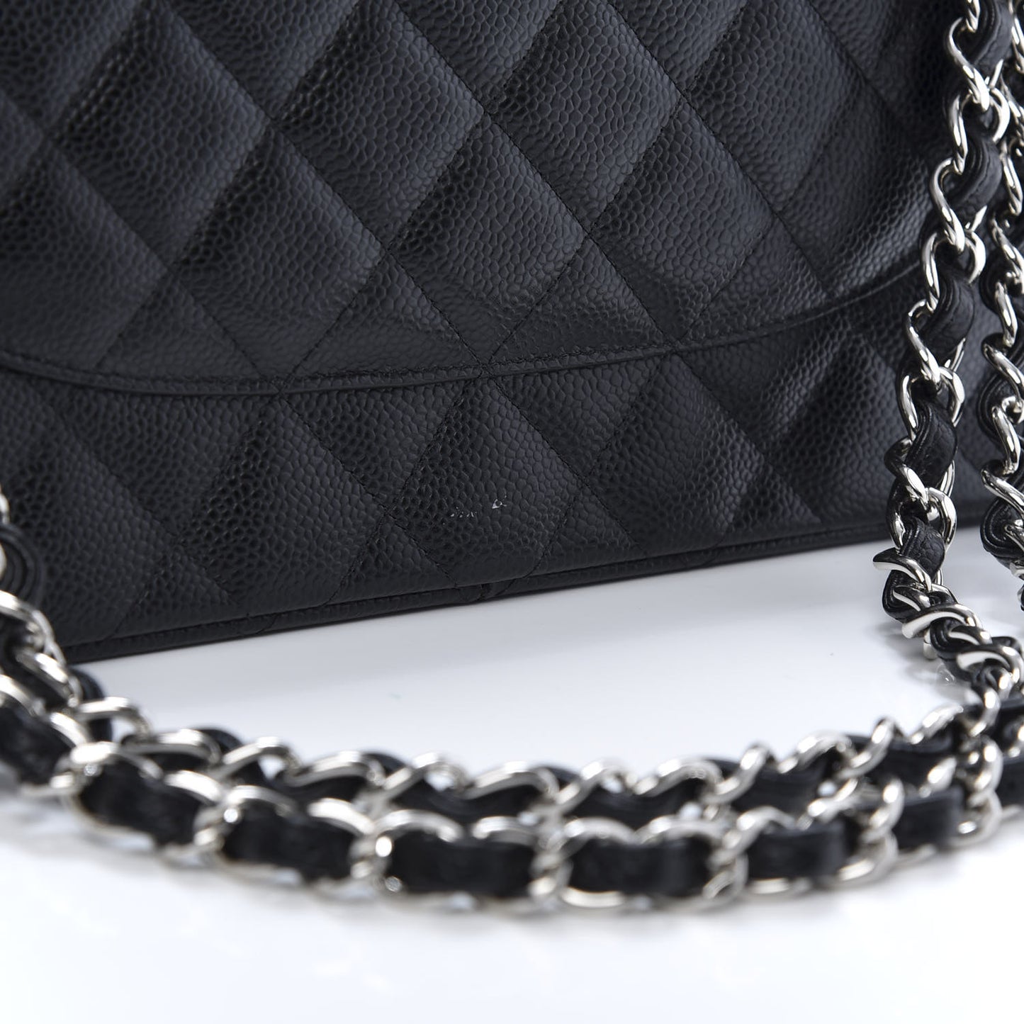 Caviar Quilted Jumbo Double Flap Black