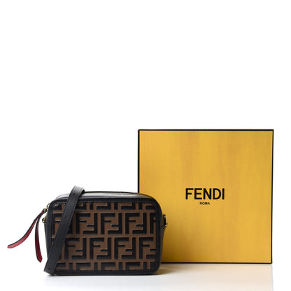 Fendi Vitello Century Bi-Color FF 1974 Embossed Mini Camera Case Maya Black 11 of 11