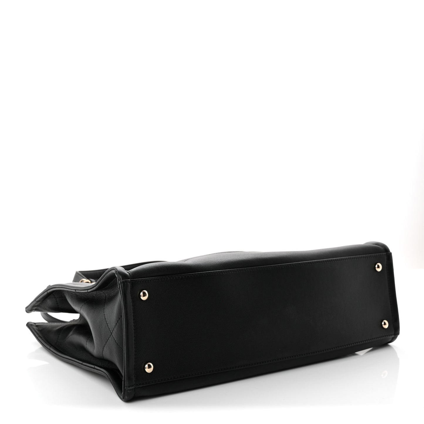 Calfskin CC Zipped Shopping Tote Black