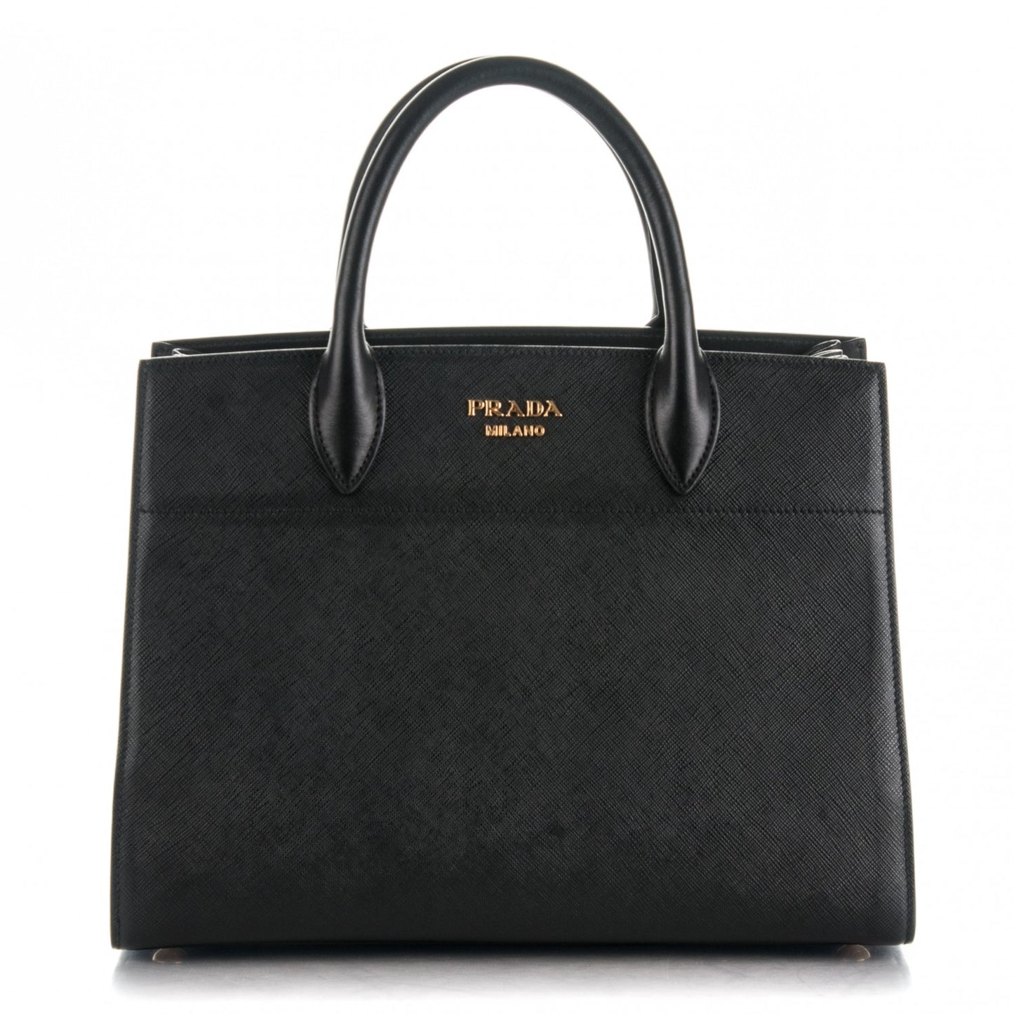 Saffiano City Calfskin Medium Bibliothèque Top Handle Nero Black Bianco