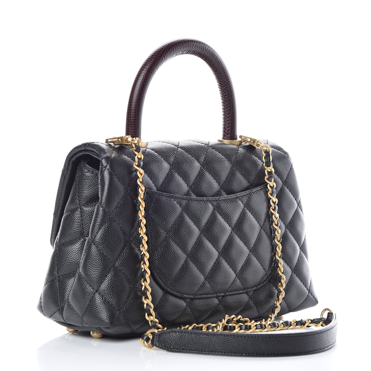 Chanel Caviar Lizard Embossed Quilted Mini Coco Handle Flap Black 3 of 10