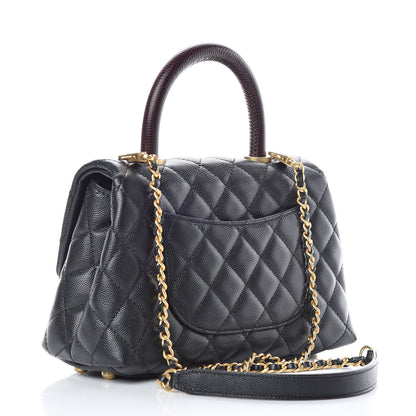 Chanel Caviar Lizard Embossed Quilted Mini Coco Handle Flap Black 3 of 10