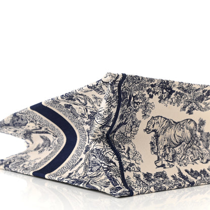 Christian Dior Canvas Embroidered Large Dioriviera Toile De Jouy Book Tote Blue 9 of 12