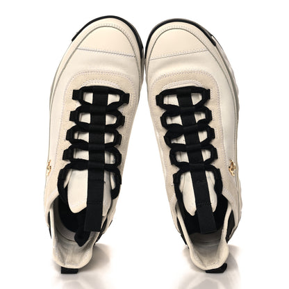 Chanel Velvet Calfskin Mixed Fibers CC Sneakers 37.5 Ivory Black 2 of 12