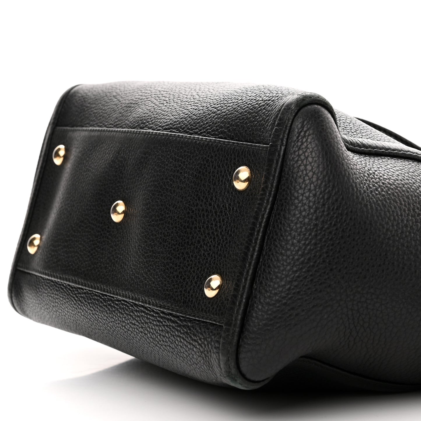 Pebbled Calfskin Small Soho Top Handle Bag Black