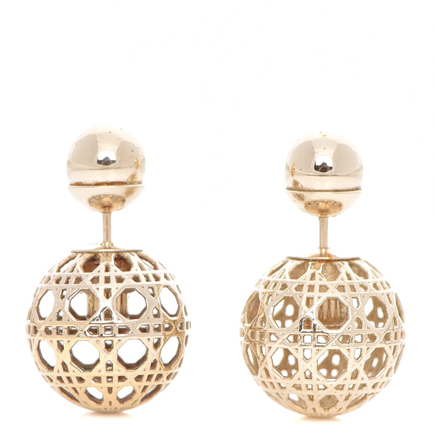 Christian Dior Cannage Mise En Dior Tribal Earrings Gold 1 of 6
