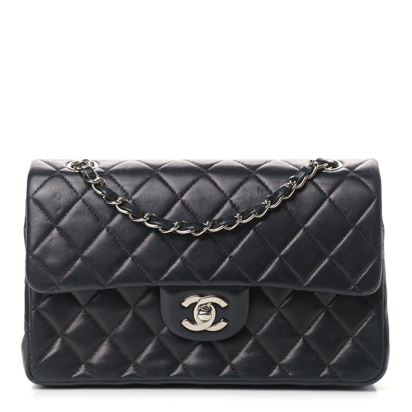 Lambskin Quilted Small Double Flap Black
