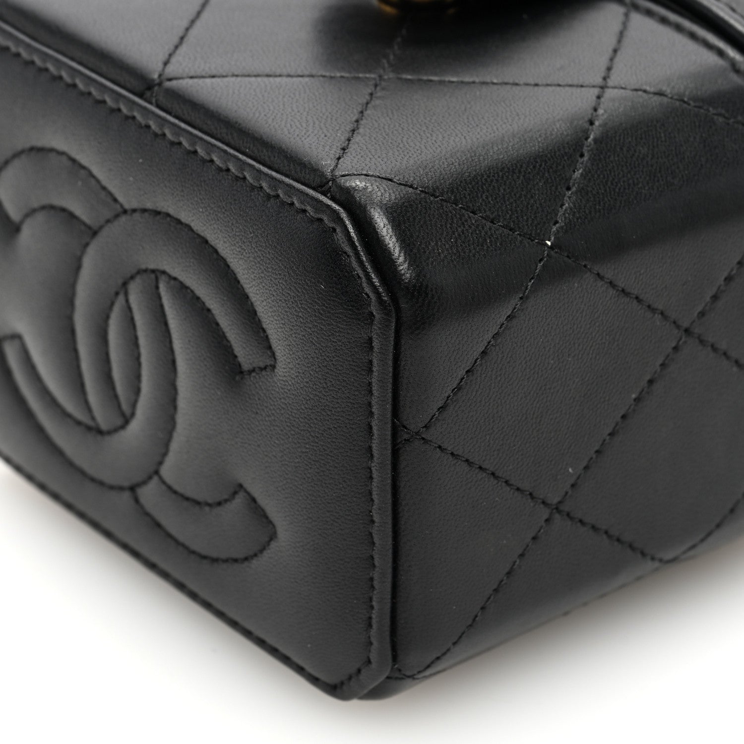 Chanel Lambskin Quilted Vanity Clutch With Chain Black 11 of 11