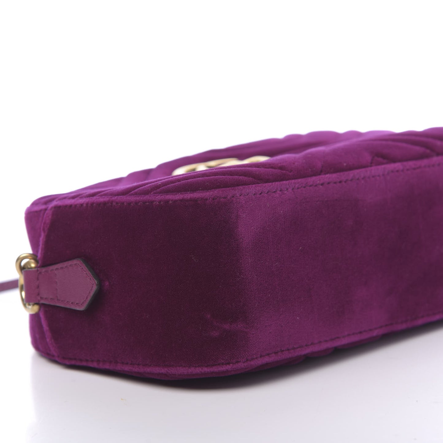 Velvet Matelasse Small GG Marmont Chain Shoulder Bag Fuchsia Violet Cyclamen