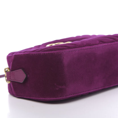 Gucci Velvet Matelasse Small GG Marmont Chain Shoulder Bag Fuchsia Violet Cyclamen 8 of 10