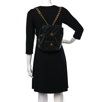 Chanel Lambskin Quilted Drawstring Backpack Black 2 of 12