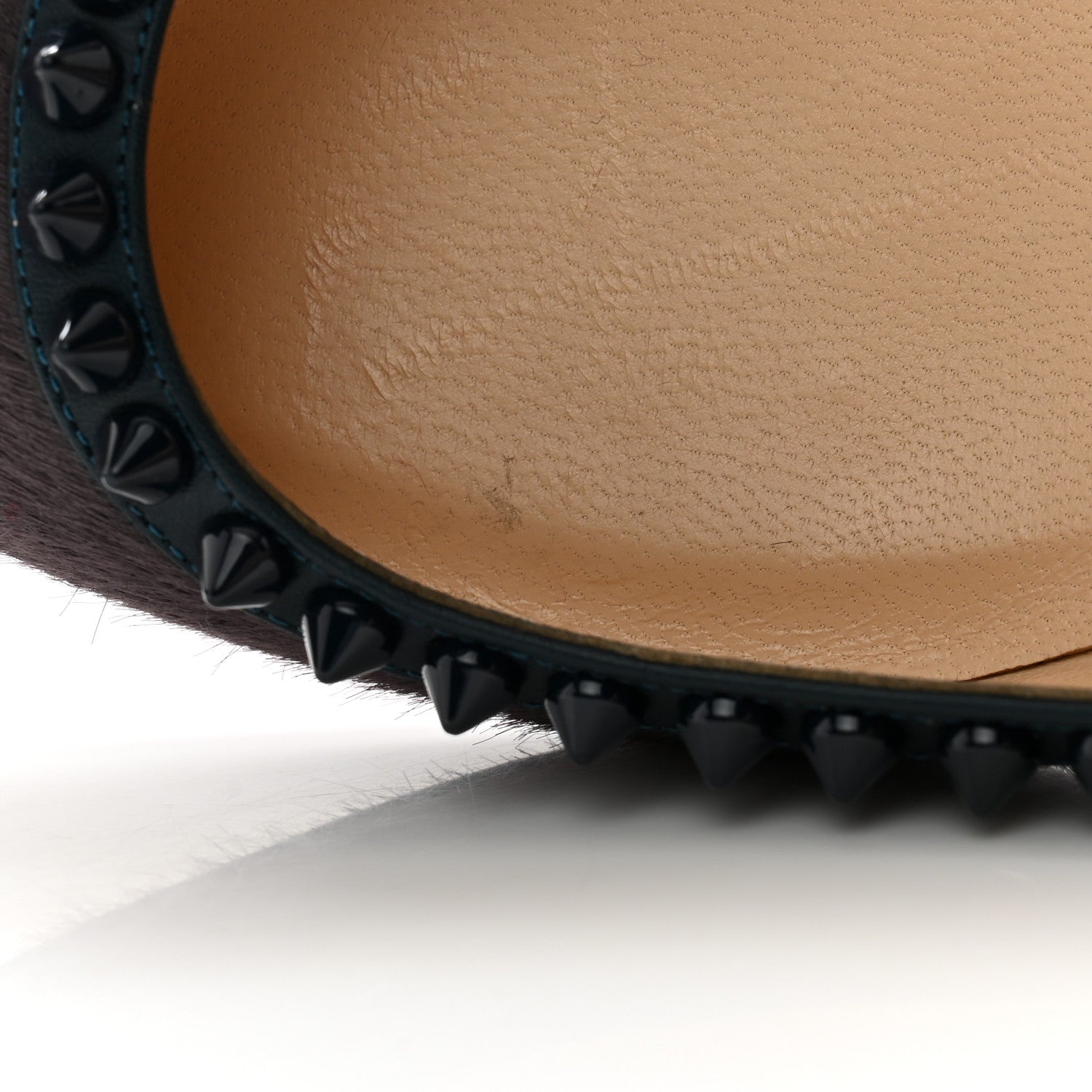 Christian Louboutin Calf Hair Patent Veau Velours Spiked Malabar Hill Flats 40 Black 9 of 10