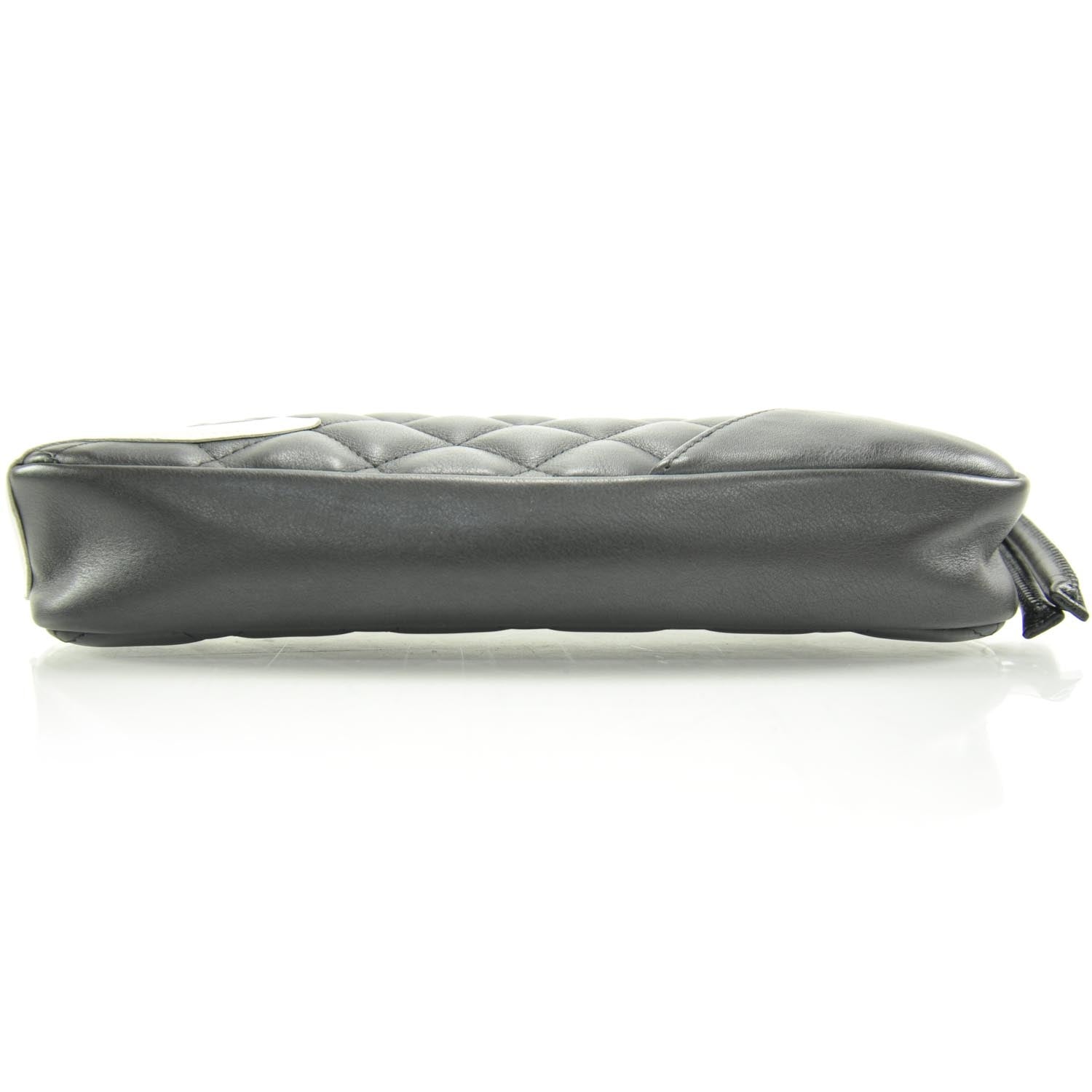 Chanel Cambon Quilted Pochette Bag Black White 5 of 10