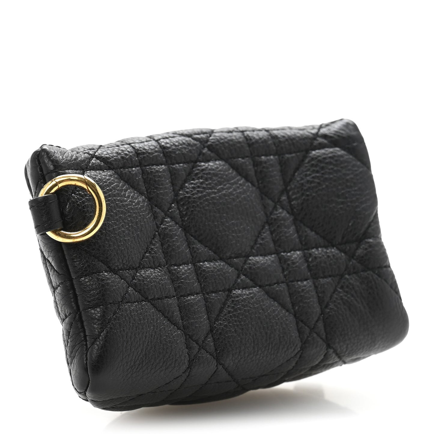 Supple Calfskin Cannage Caro Half-Moon Coin Purse Black