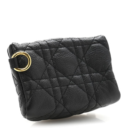 Christian Dior Supple Calfskin Cannage Caro Half-Moon Coin Purse Black 3 of 9