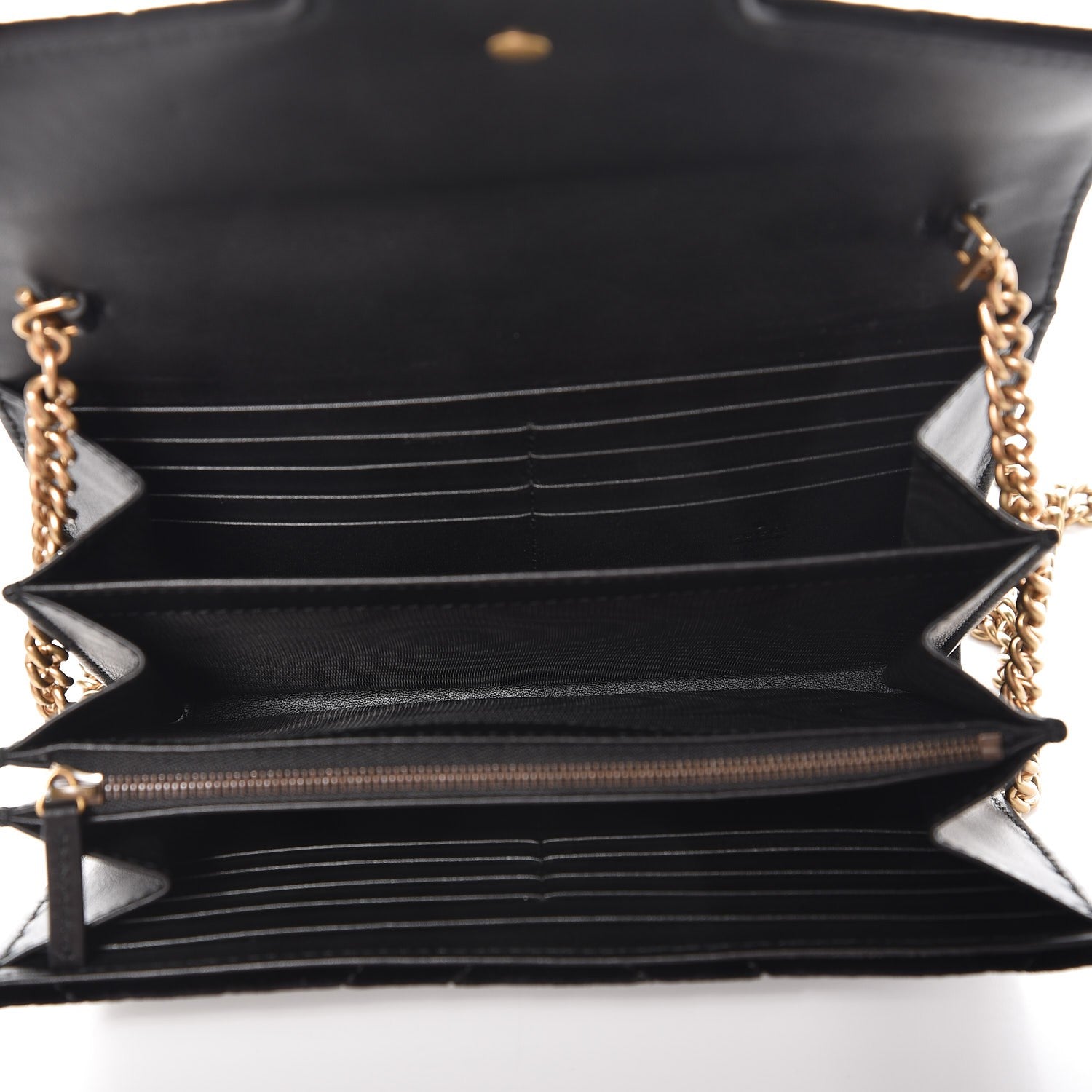 Gucci Velvet Matelasse GG Marmont Chain Wallet Black 5 of 6