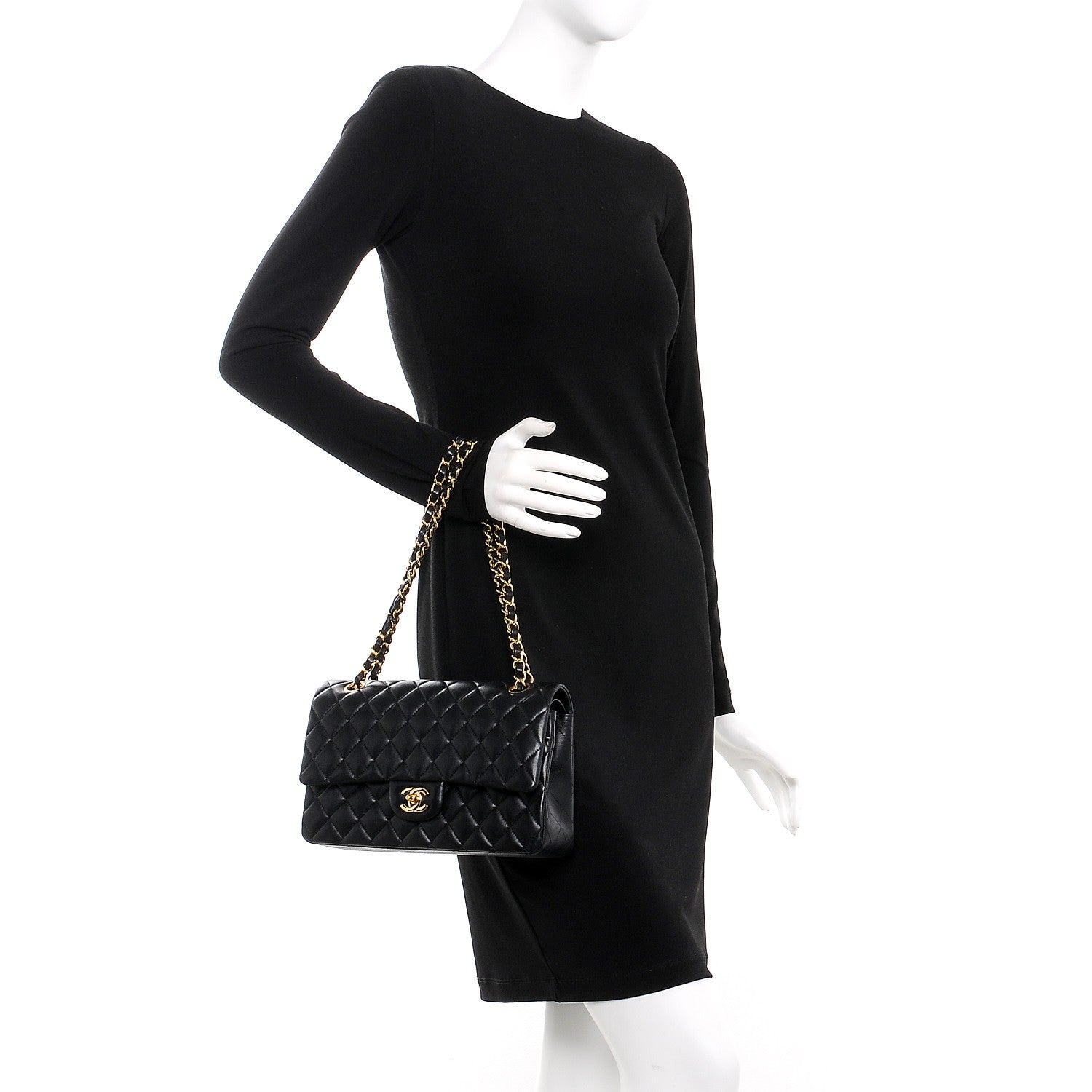 Chanel Lambskin Quilted Medium Double Flap Black 3 of 9