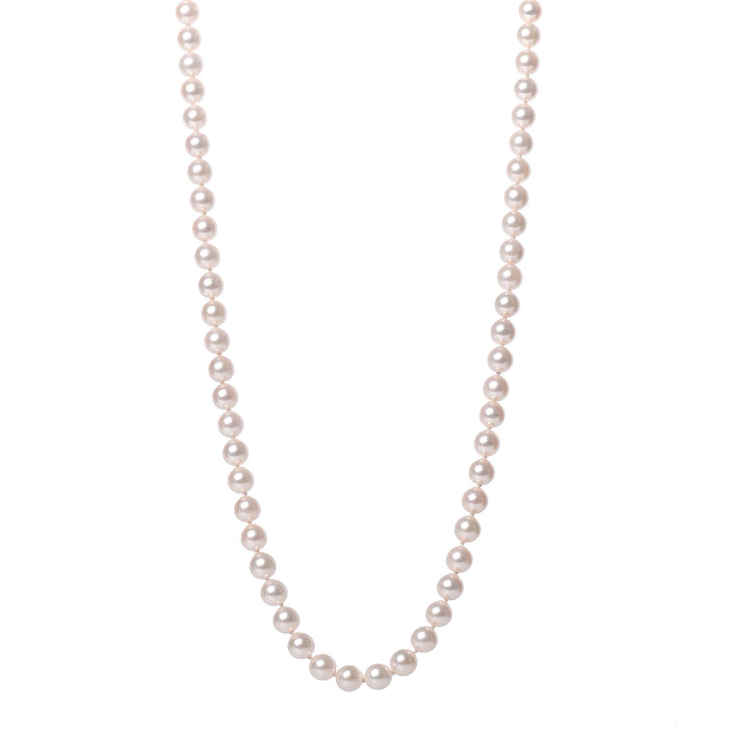 18K White Gold Akoya Pearl 6-6.5mm Strand Necklace 25"