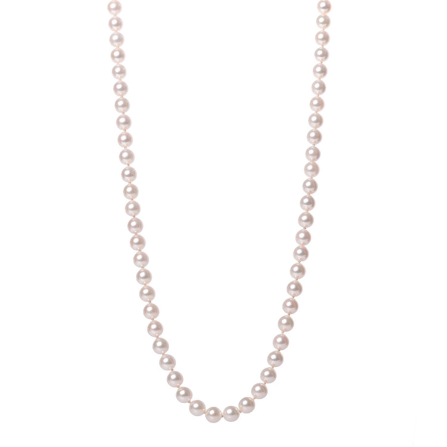 Mikimoto 18K White Gold Akoya Pearl 6-6.5mm Strand Necklace 25" 1 of 7