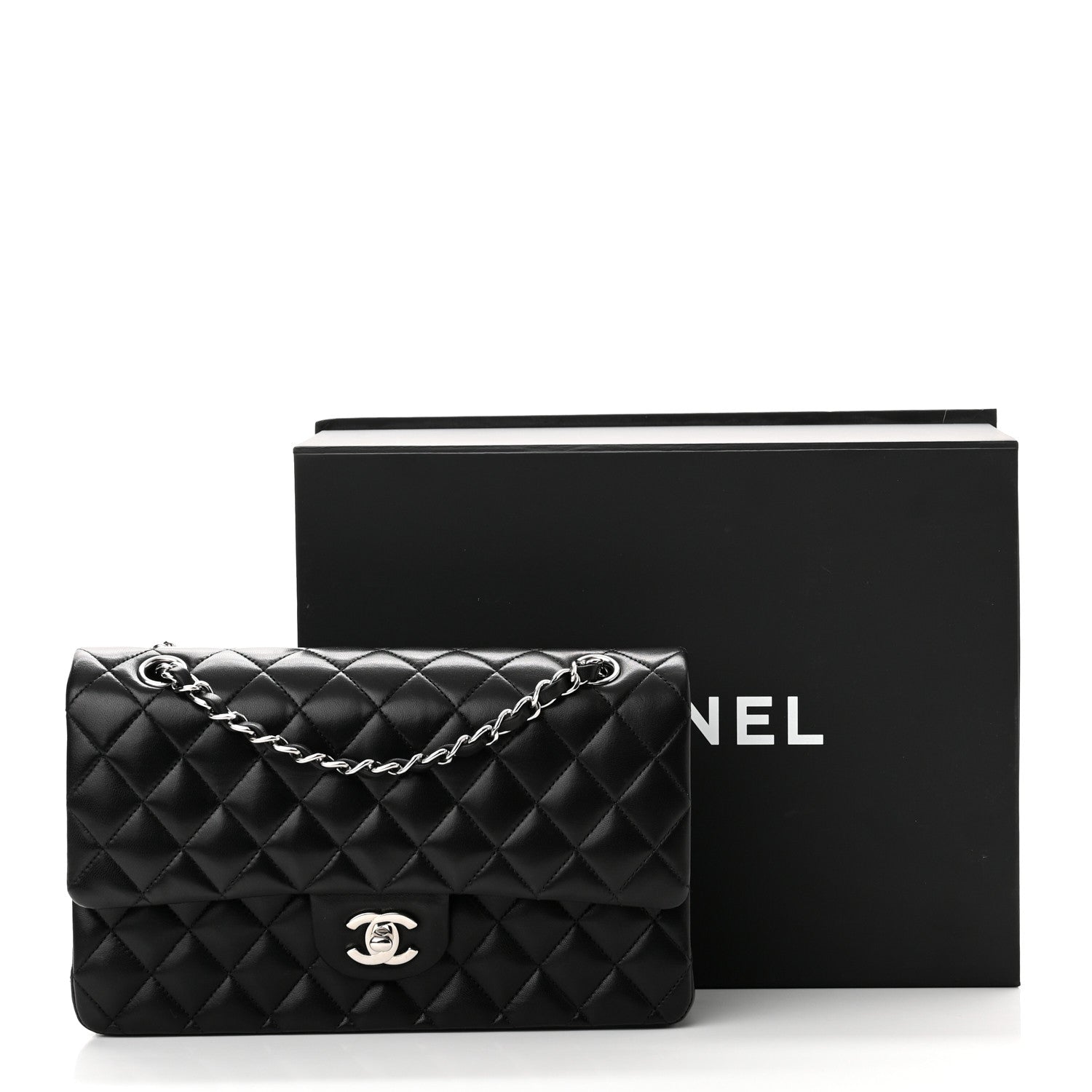 Chanel Lambskin Quilted Medium Double Flap Black 10 of 10