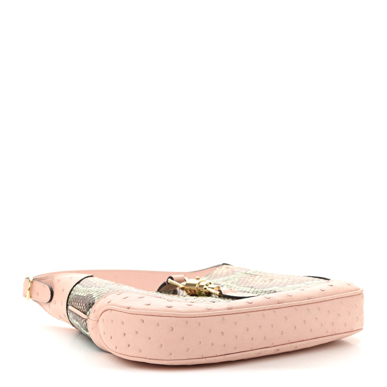 Gucci Snakeskin Ostrich Calfskin Small Jackie 1961 Hobo Pink Multicolor 4 of 10