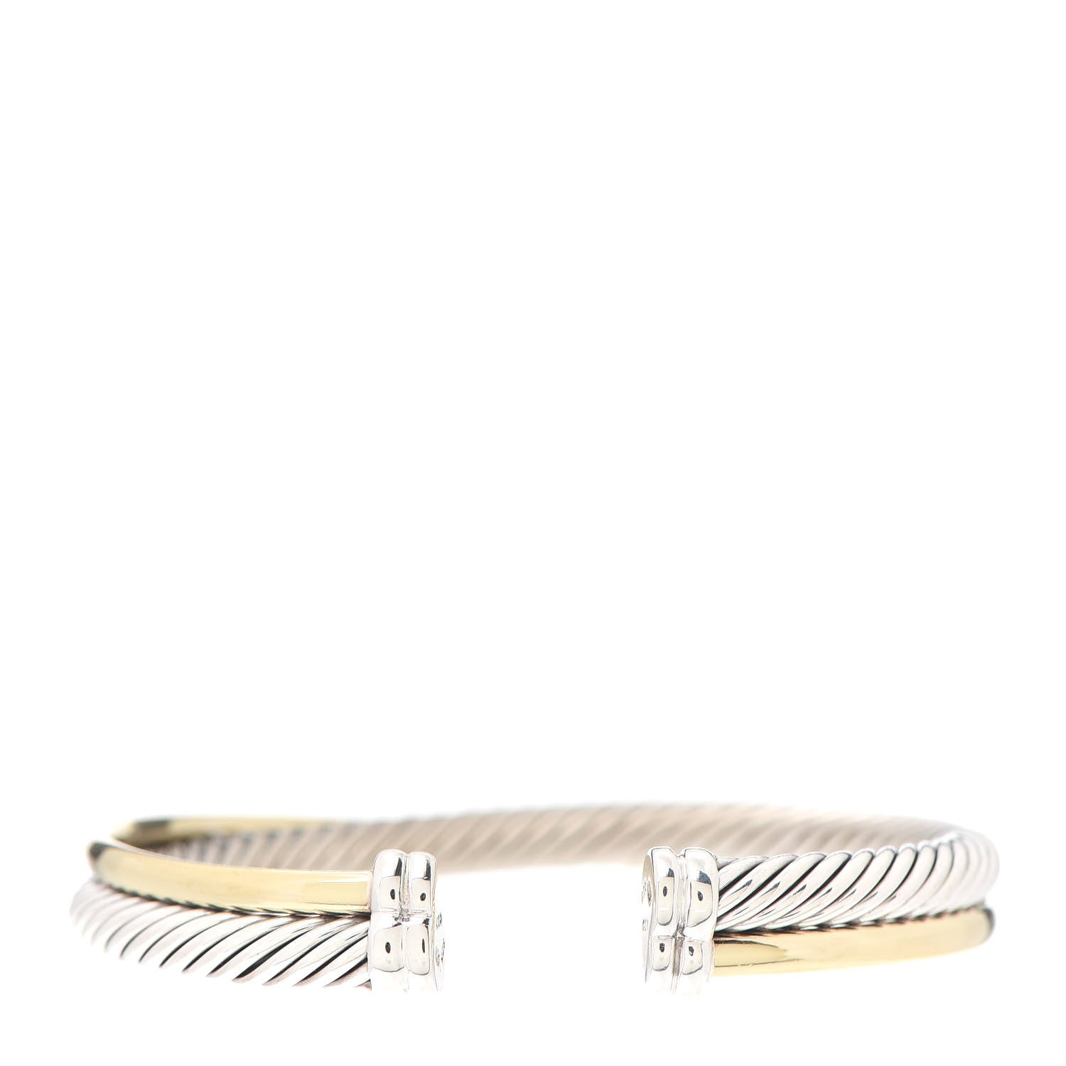 David Yurman Sterling Silver 18K Yellow Gold 5mm Crossover Cuff Bracelet 3 of 5