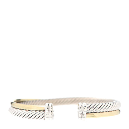 David Yurman Sterling Silver 18K Yellow Gold 5mm Crossover Cuff Bracelet 3 of 5