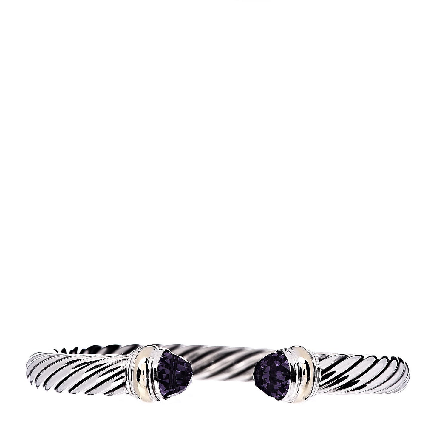 Sterling Silver 14K Yellow Gold Amethyst 7mm Cable Classics Bracelet