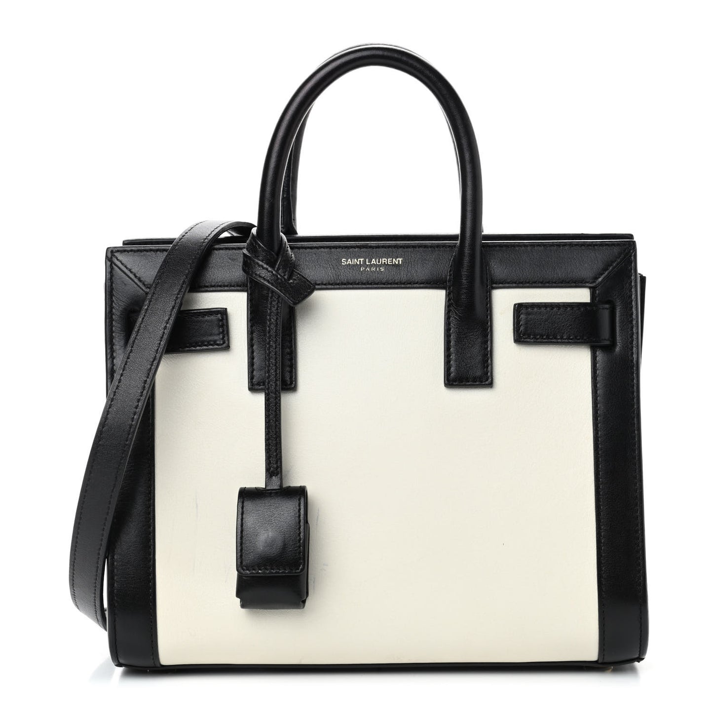 Calfskin Bi-Color Nano Sac De Jour Porcellana Black