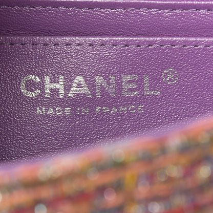 Chanel Tweed Quilted Mini Rectangular Flap Blue Pink Orange 7 of 9