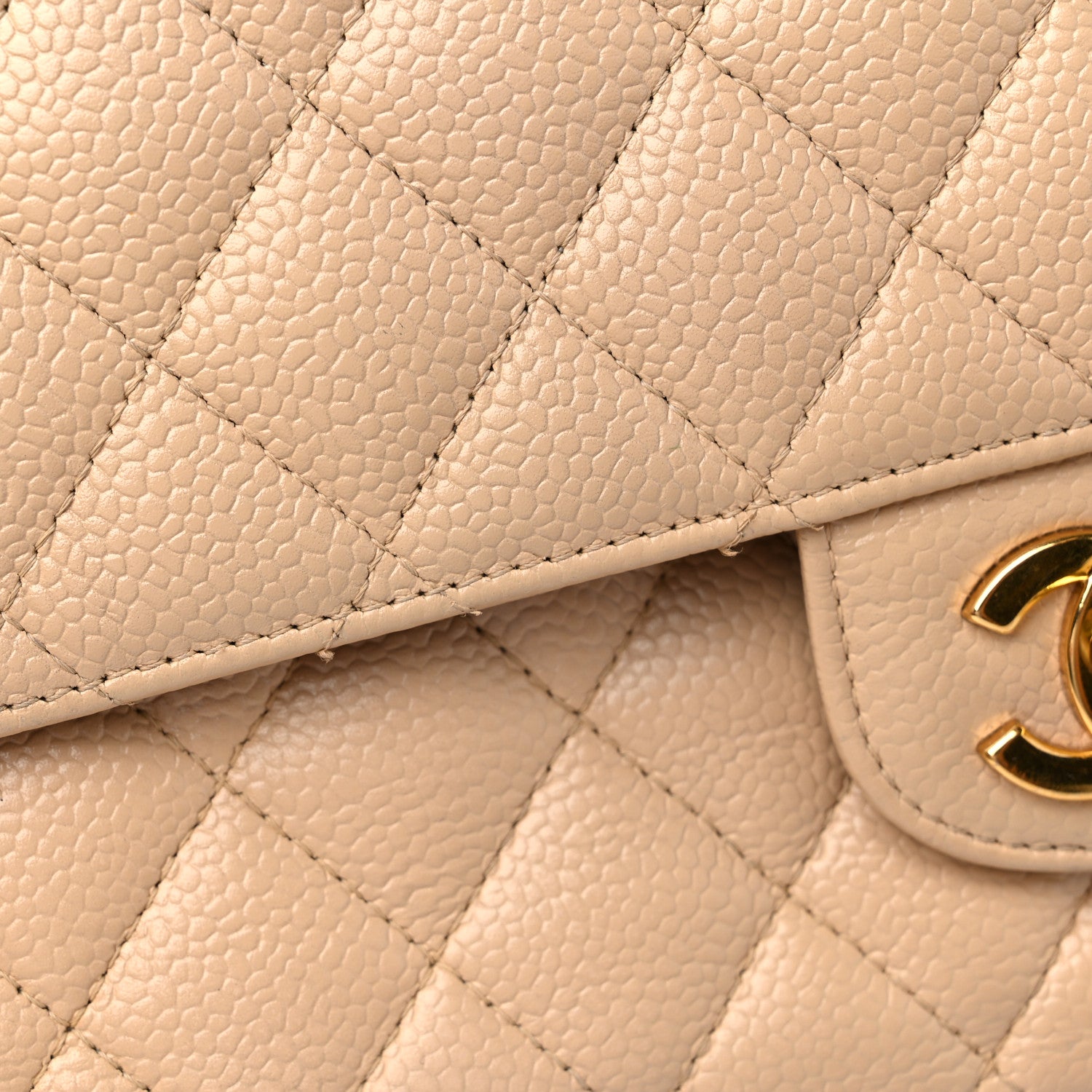 Chanel Caviar Quilted Medium Double Flap Beige 15 of 15
