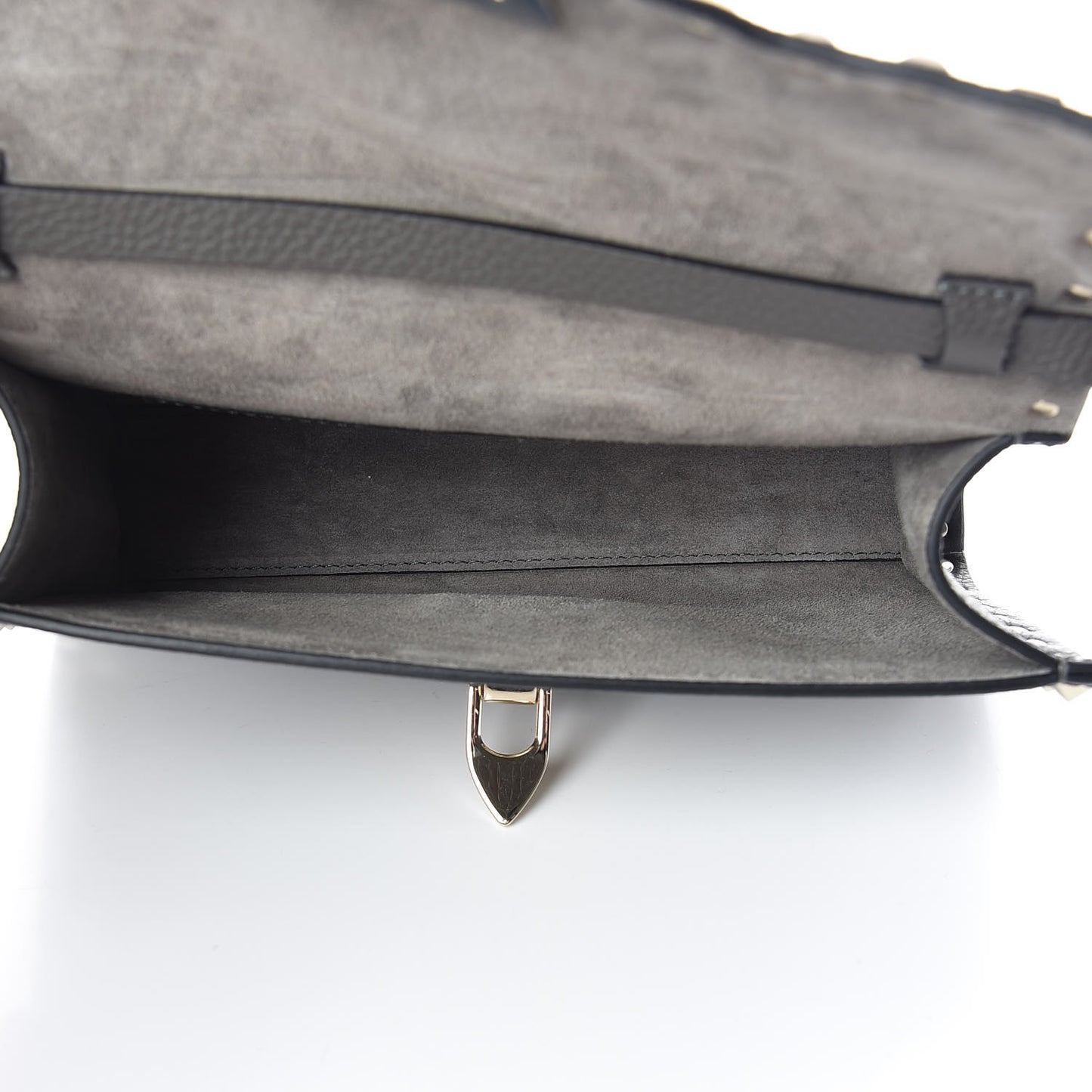 Pebbled Calfskin Medium Rockstud Flip Lock Crossbody Bag Graphite