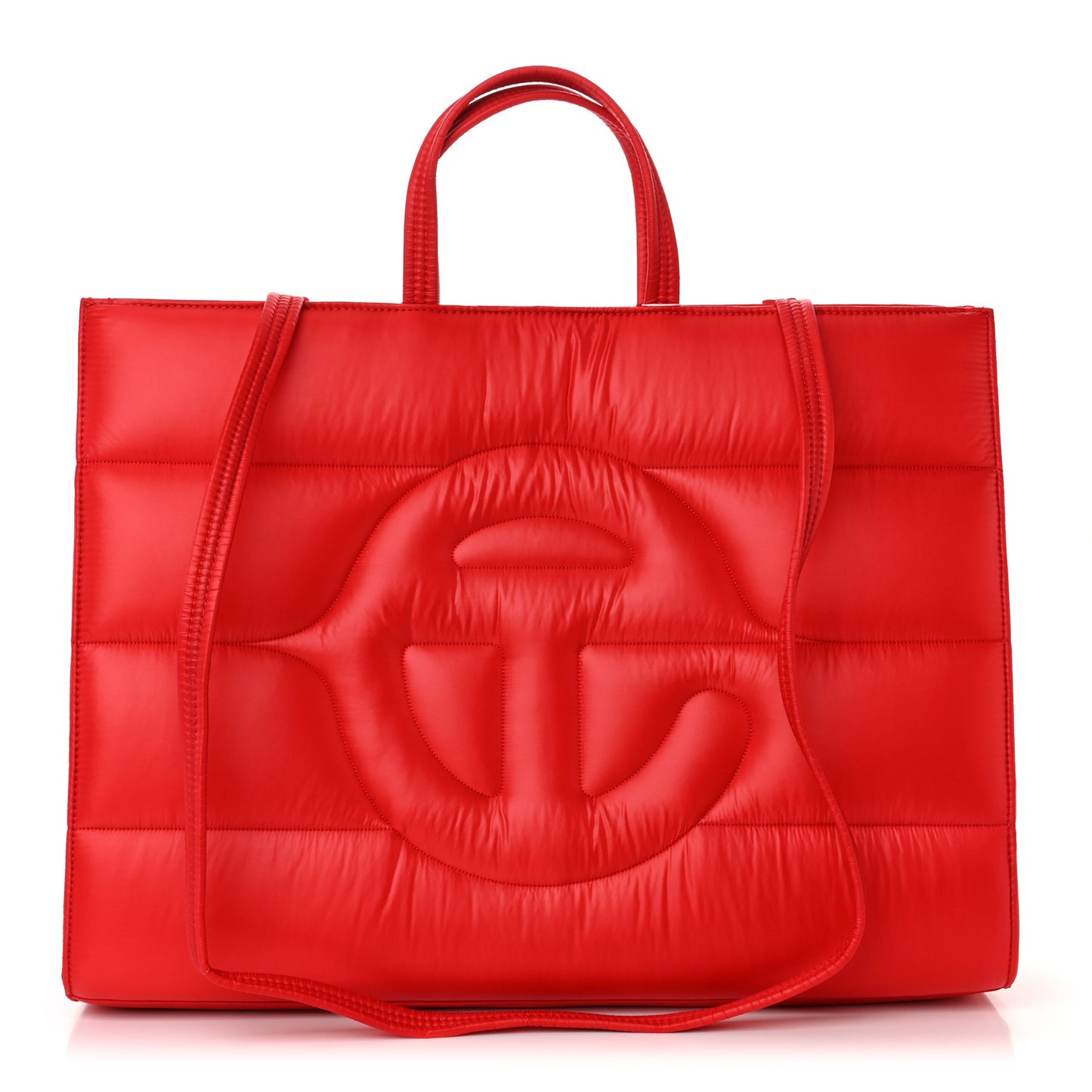 Nylon Large Puff Shopping Bag Red
