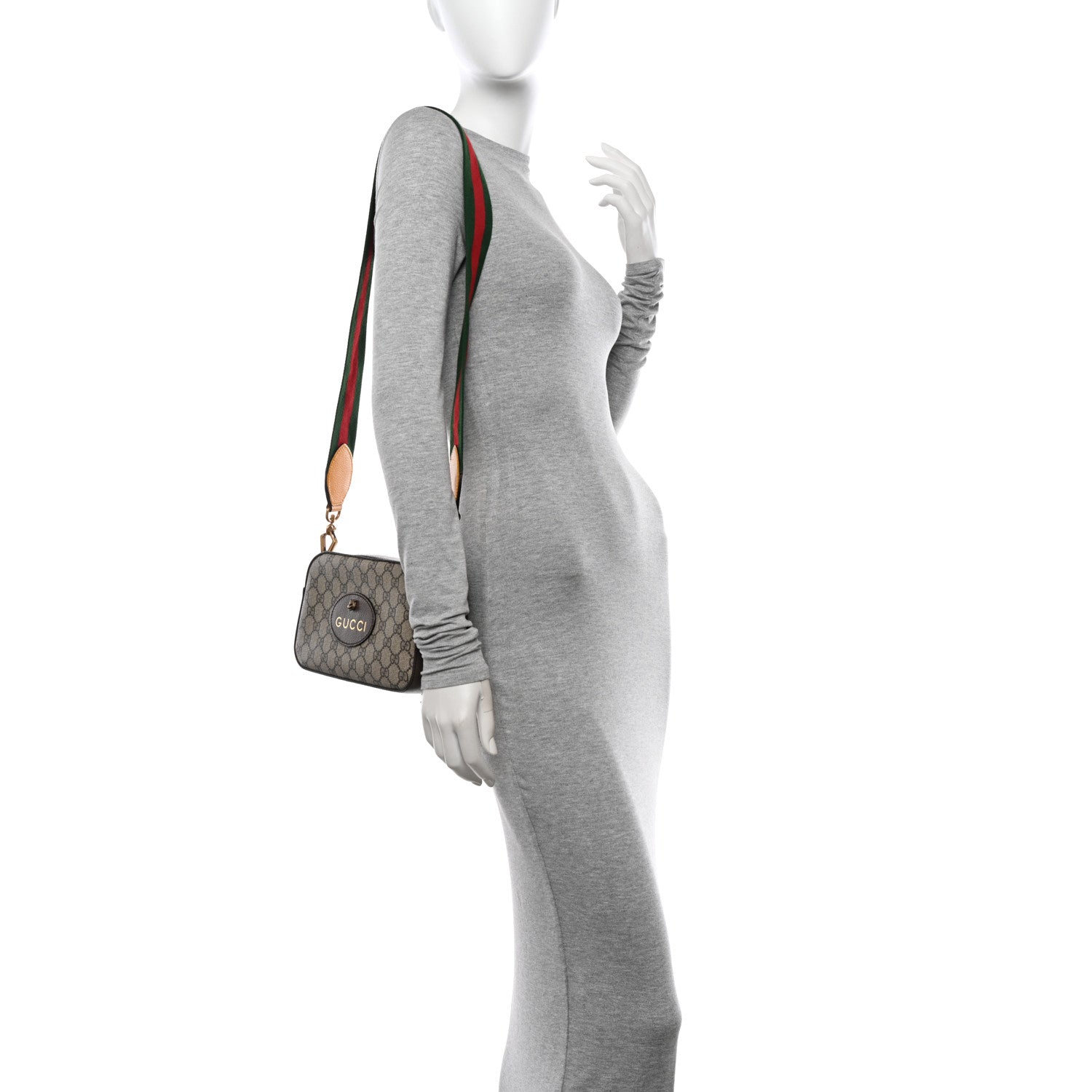 Gucci GG Supreme Monogram Web Neo Vintage Shoulder Bag Beige New Acero Crop 2 of 13