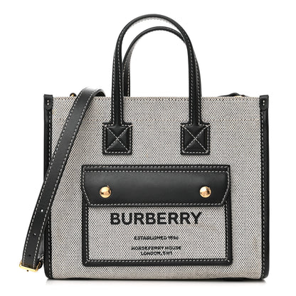 Burberry Canvas Smooth Calfskin Mini Two Tone Freya Tote Black 1 of 14