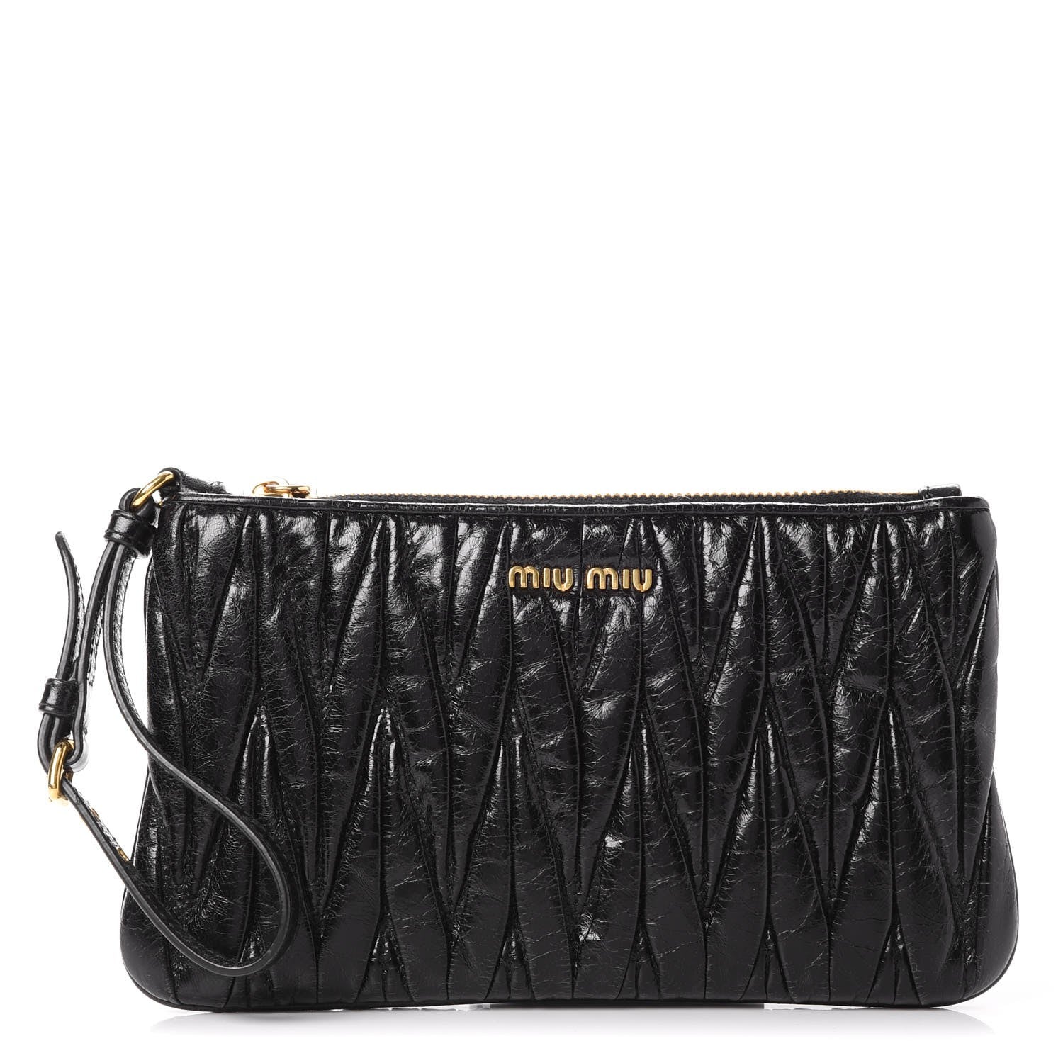 Miu Miu Nappa Lux Matelasse Wristlet Black 1 of 10