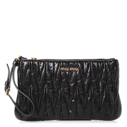 Miu Miu Nappa Lux Matelasse Wristlet Black 1 of 10