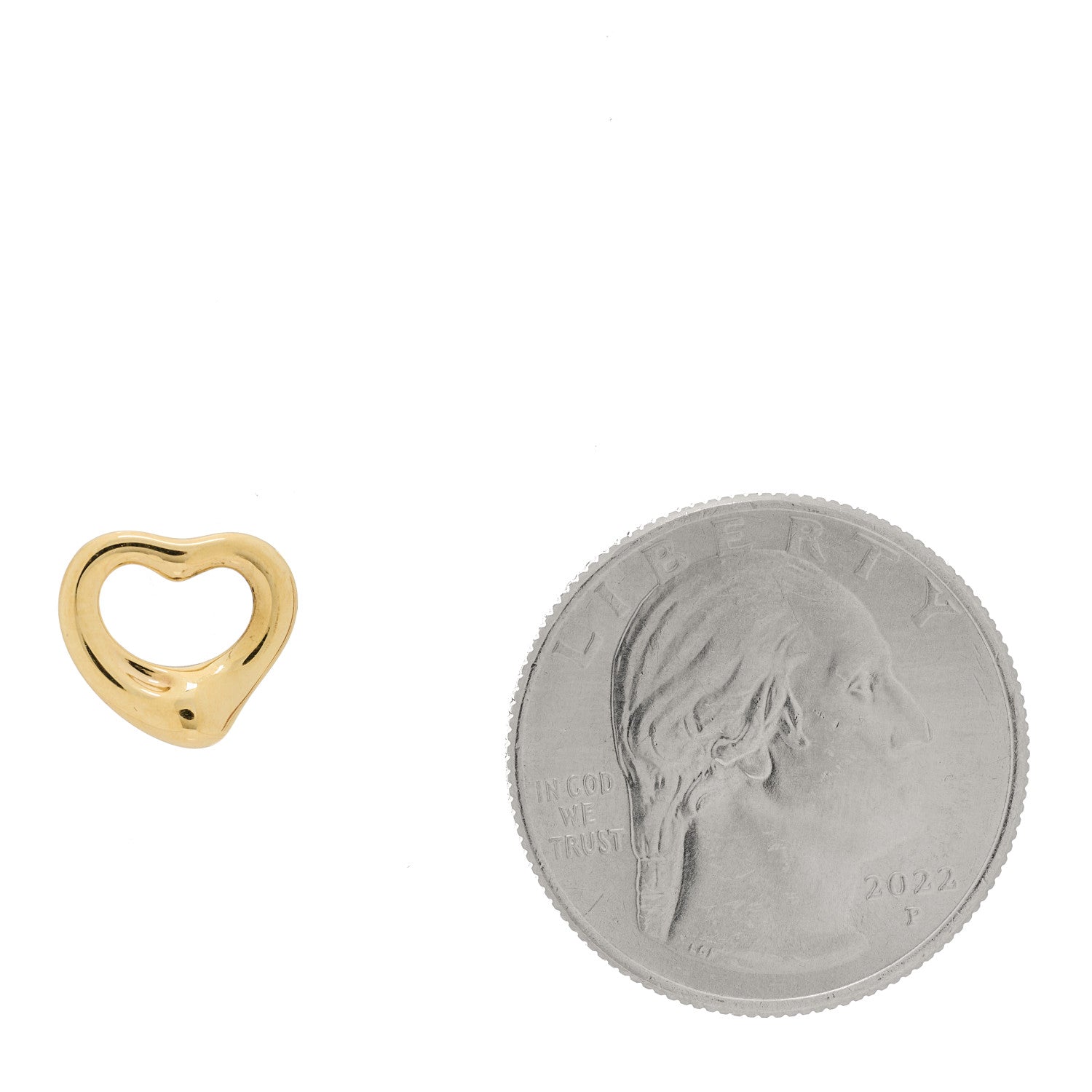 Tiffany 18K Yellow Gold 11mm Elsa Peretti Open Heart Pendant 2 of 3