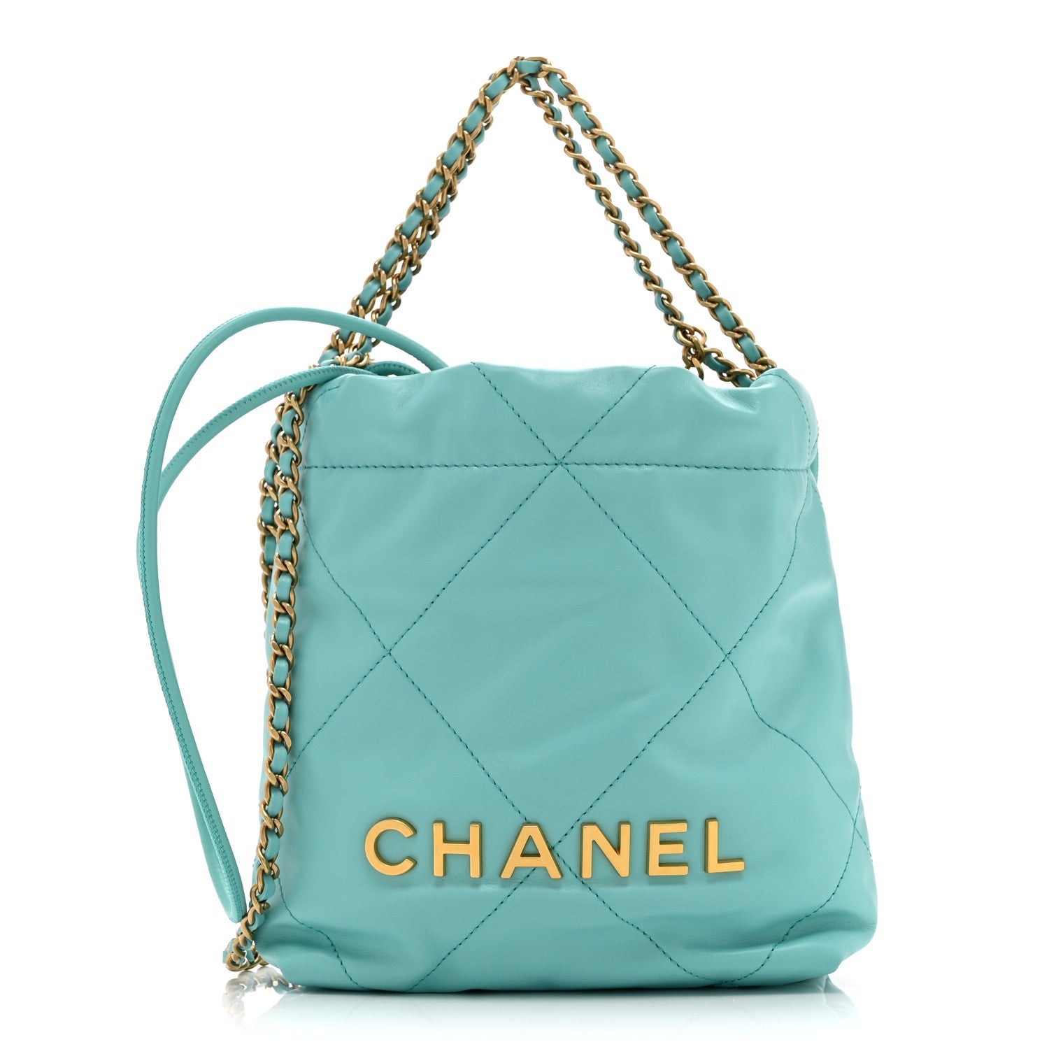 Chanel Shiny Calfskin Quilted Mini Chanel 22 Turquoise 1 of 10