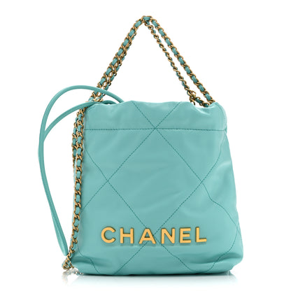 Chanel Shiny Calfskin Quilted Mini Chanel 22 Turquoise 1 of 10