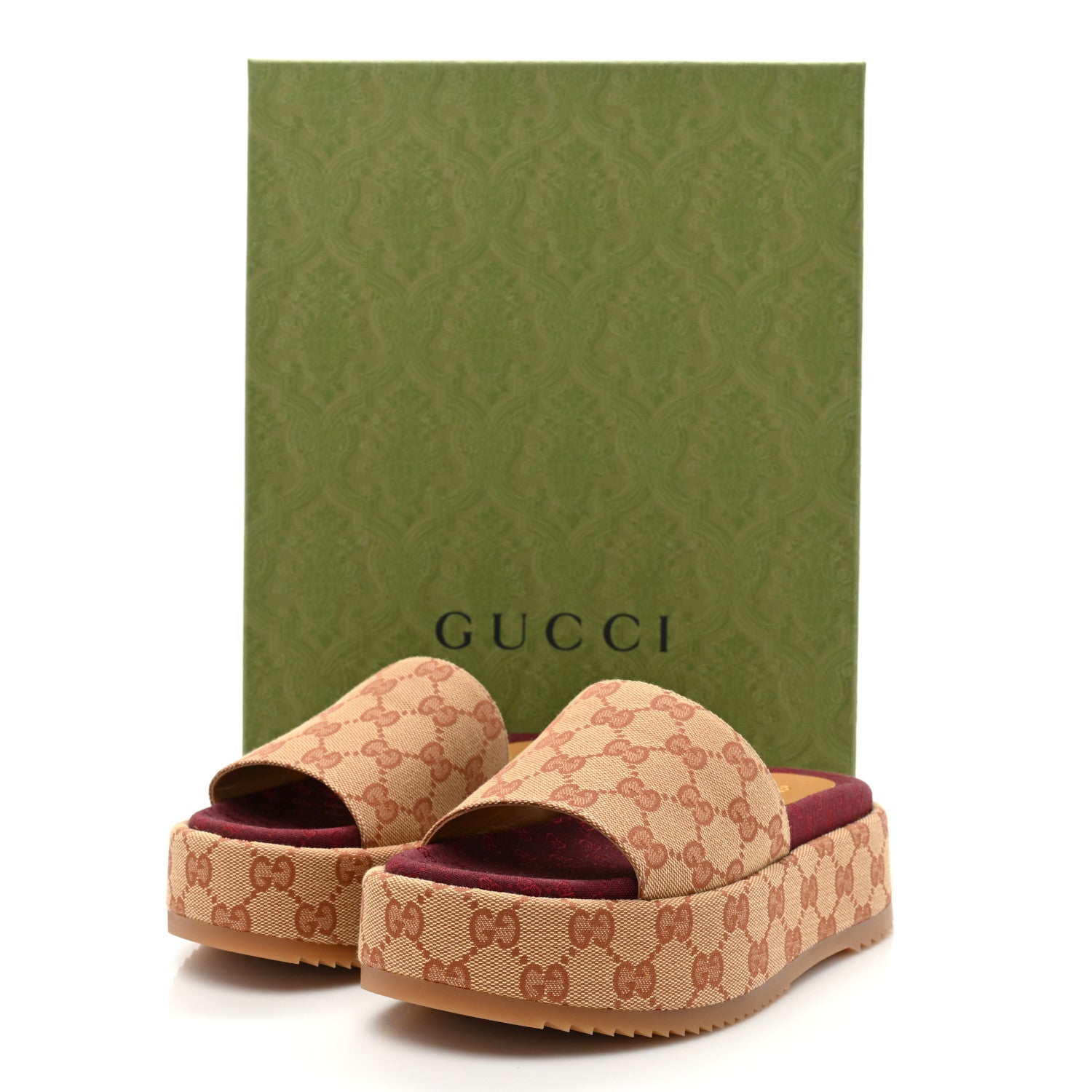 Gucci Canvas GG Monogram Angelina Platform Slide Sandals 36.5 Beige Ruggine 9 of 9