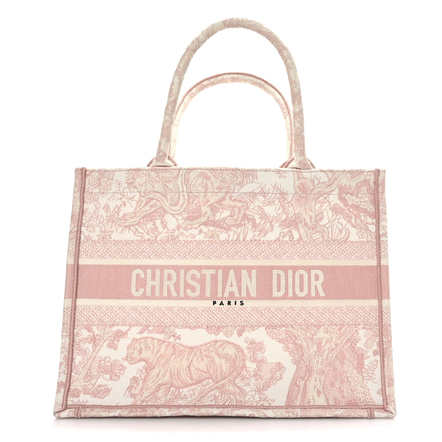 Christian Dior Canvas Embroidered Medium Dioriviera Toile De Jouy Book Tote Rose 1 of 9