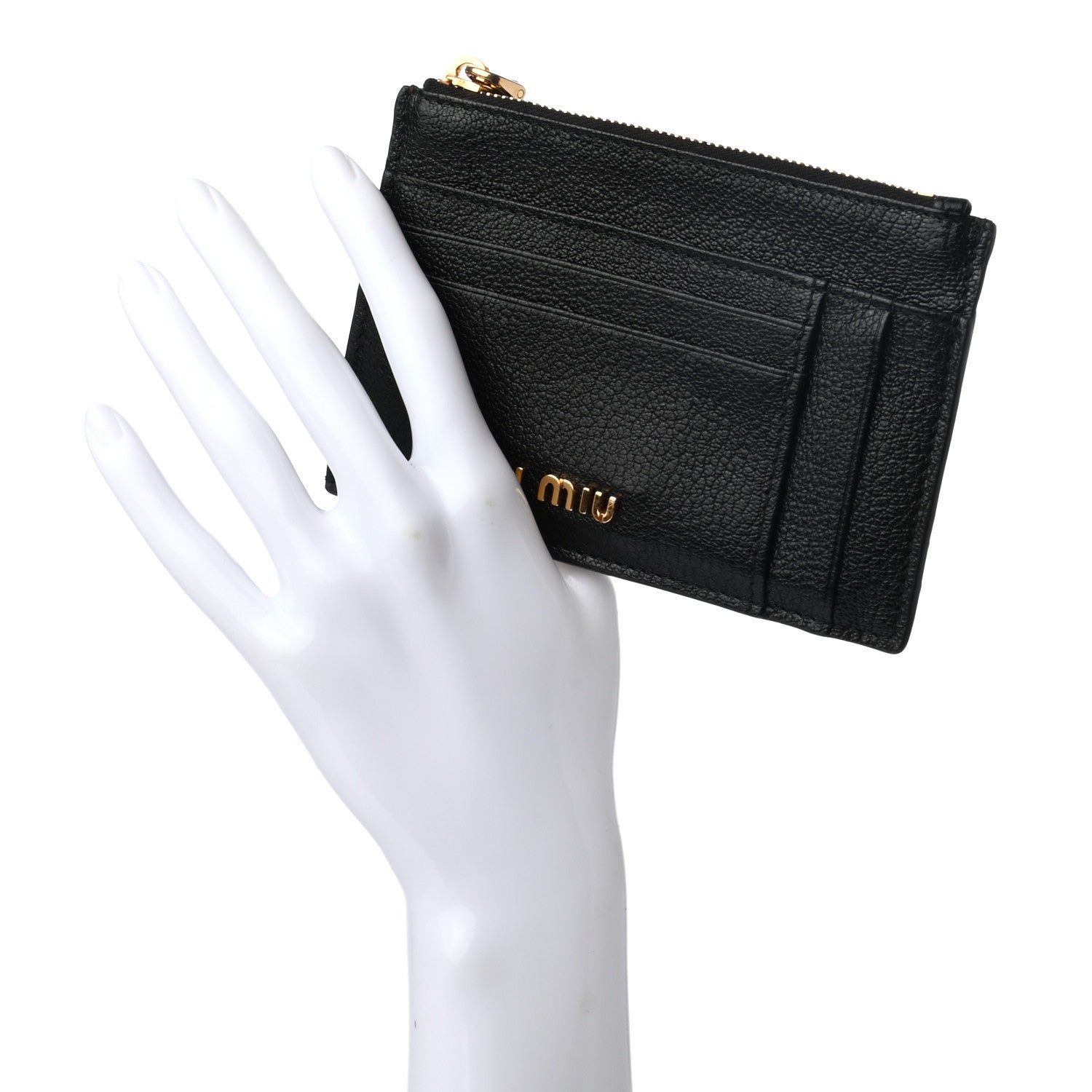 Miu Miu Madras Zip Card Case Black 3 of 6