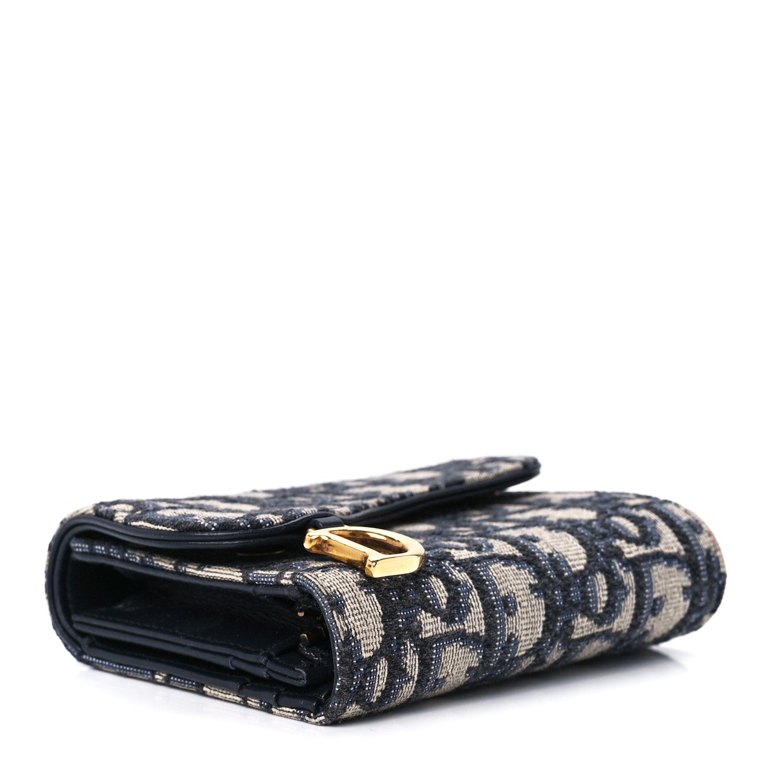 Christian Dior Oblique Saddle Lotus Wallet Blue 4 of 15