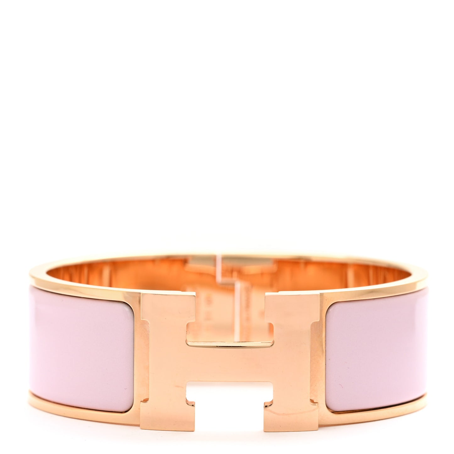 Enamel Wide Clic Clac H Bracelet GM Rose Dragee