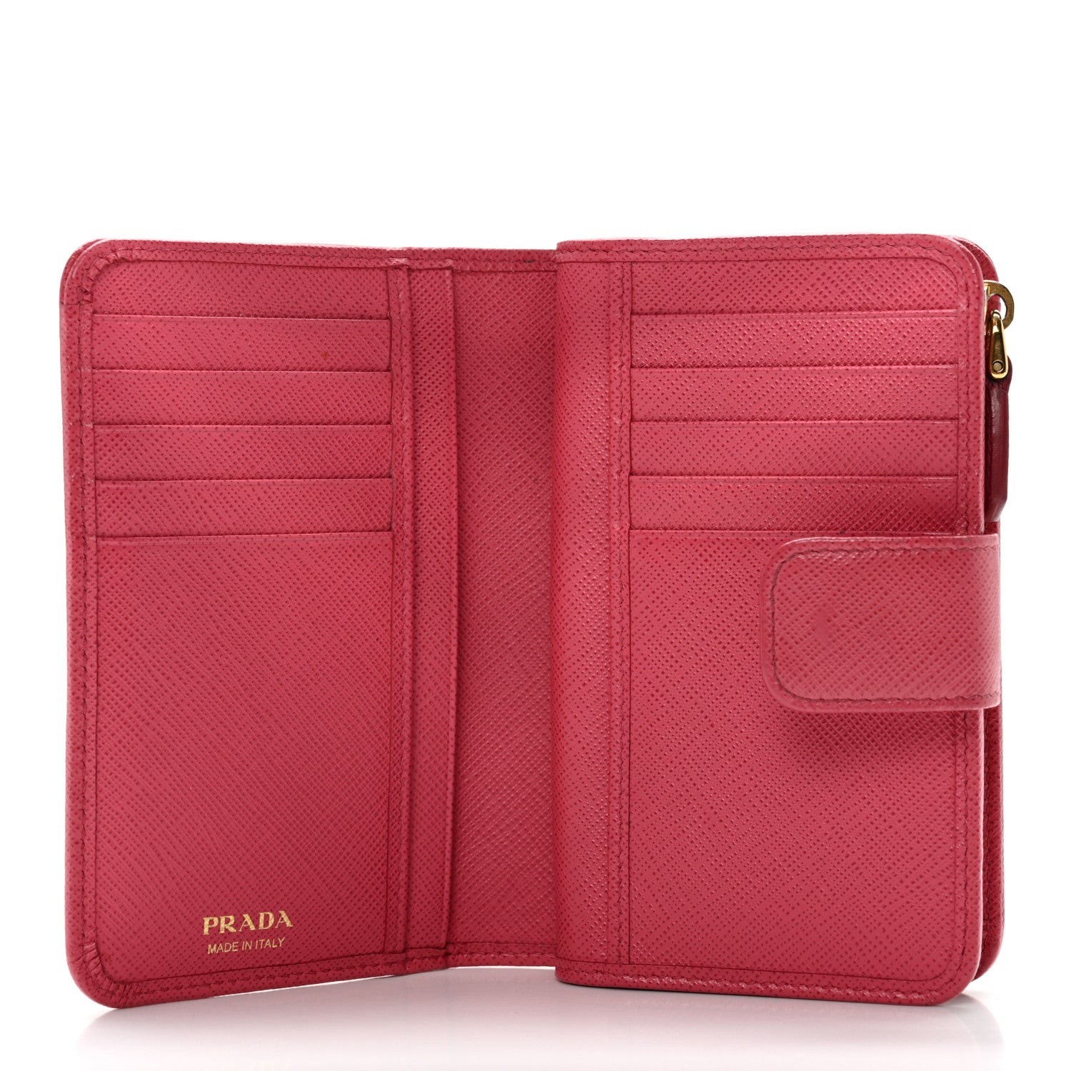 Prada Saffiano Metal Compact Wallet Peonia 5 of 13